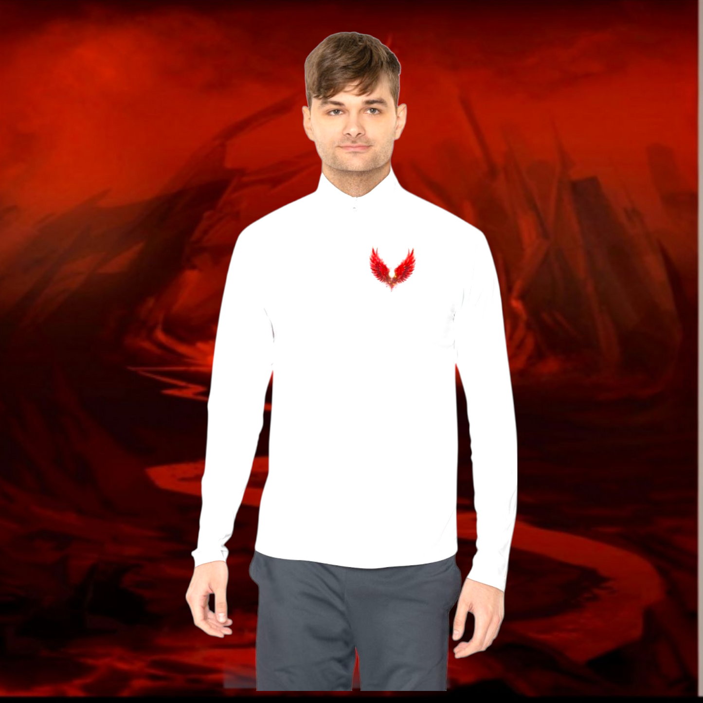 Lucifer Inspired Quarter-Zip Pullover: Gothic Fashion, Moisture-Wicking