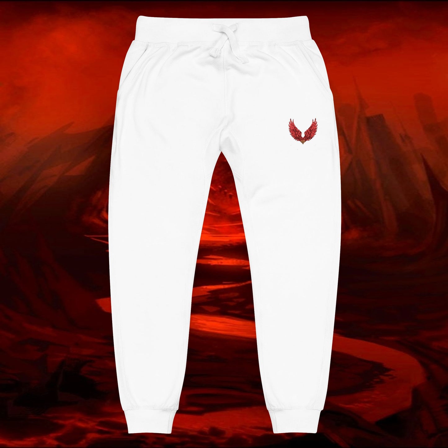 Sweatpants, Liulf Lucifer Rise Up Joggers, Unisex Fleece, Embroidered Lounge Pants, Occult Athleisure Wear, Alternative Clothing