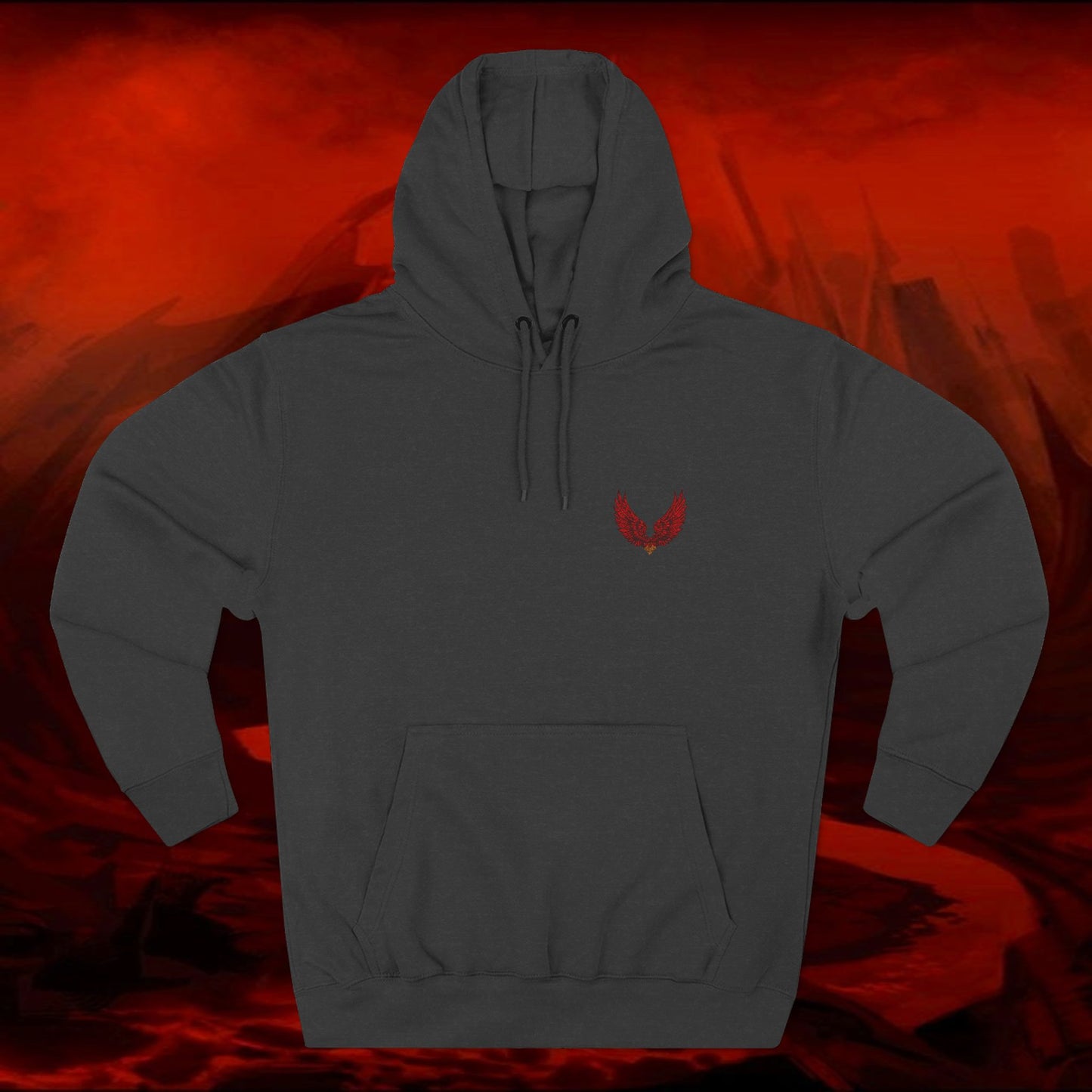 Liulf Lucifer Three-Panel Fleece Hoodie, Rise Up Collection, Joggers, Sweatshirt, Hooded Jacket, Cozy Outerwear, Streetwear, Alternative