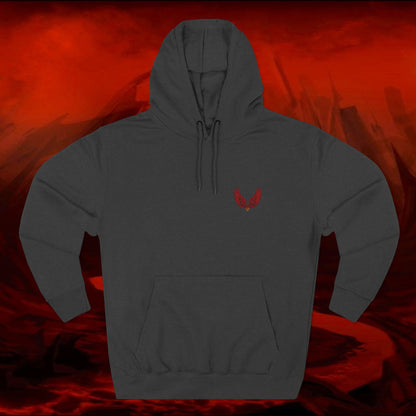 Liulf Lucifer Three-Panel Fleece Hoodie, Rise Up Collection, Joggers, Sweatshirt, Hooded Jacket, Cozy Outerwear, Streetwear, Alternative