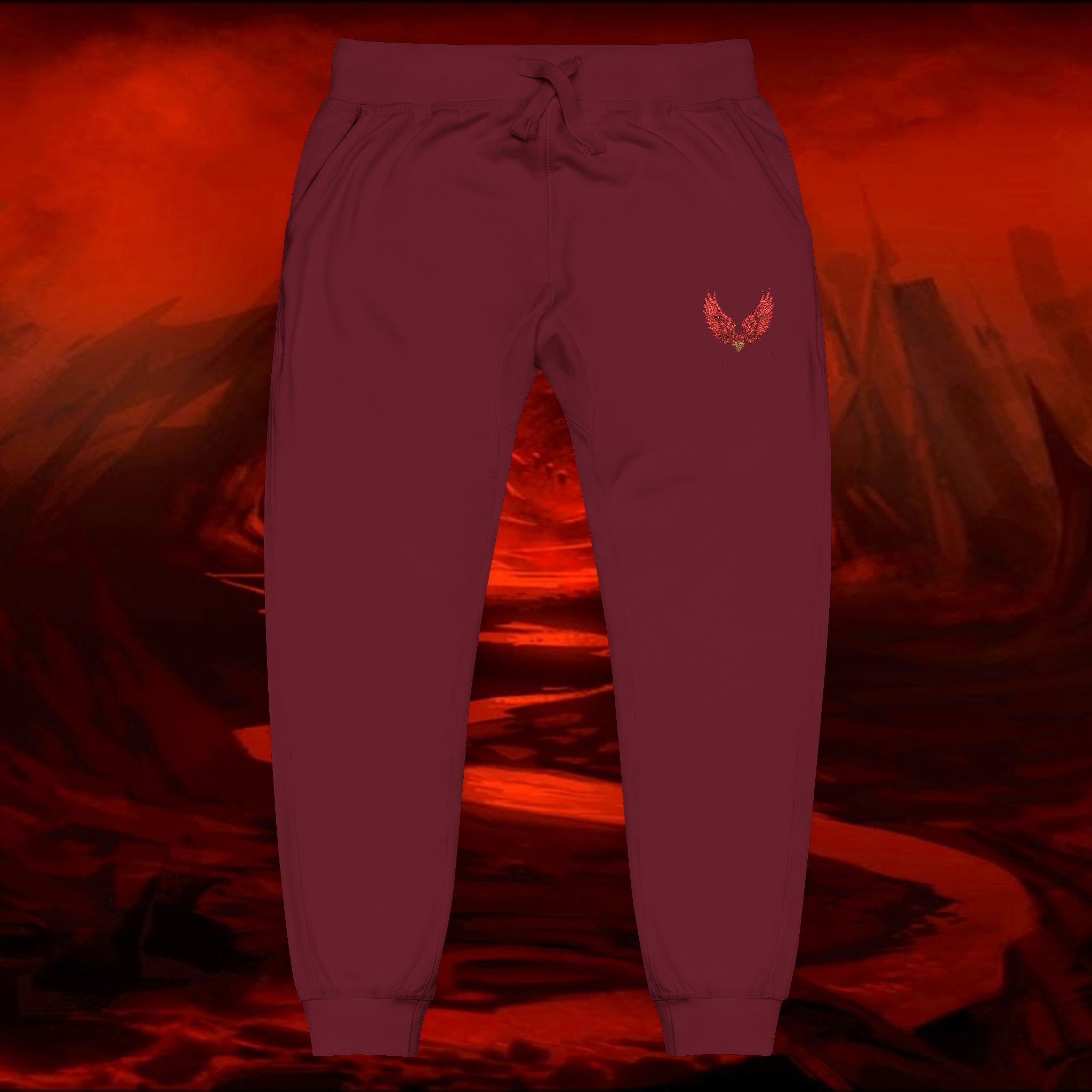 Sweatpants, Liulf Lucifer Rise Up Joggers, Unisex Fleece, Embroidered Lounge Pants, Occult Athleisure Wear, Alternative Clothing