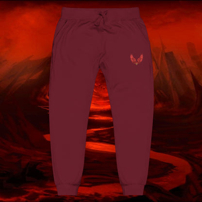 Sweatpants, Liulf Lucifer Rise Up Joggers, Unisex Fleece, Embroidered Lounge Pants, Occult Athleisure Wear, Alternative Clothing