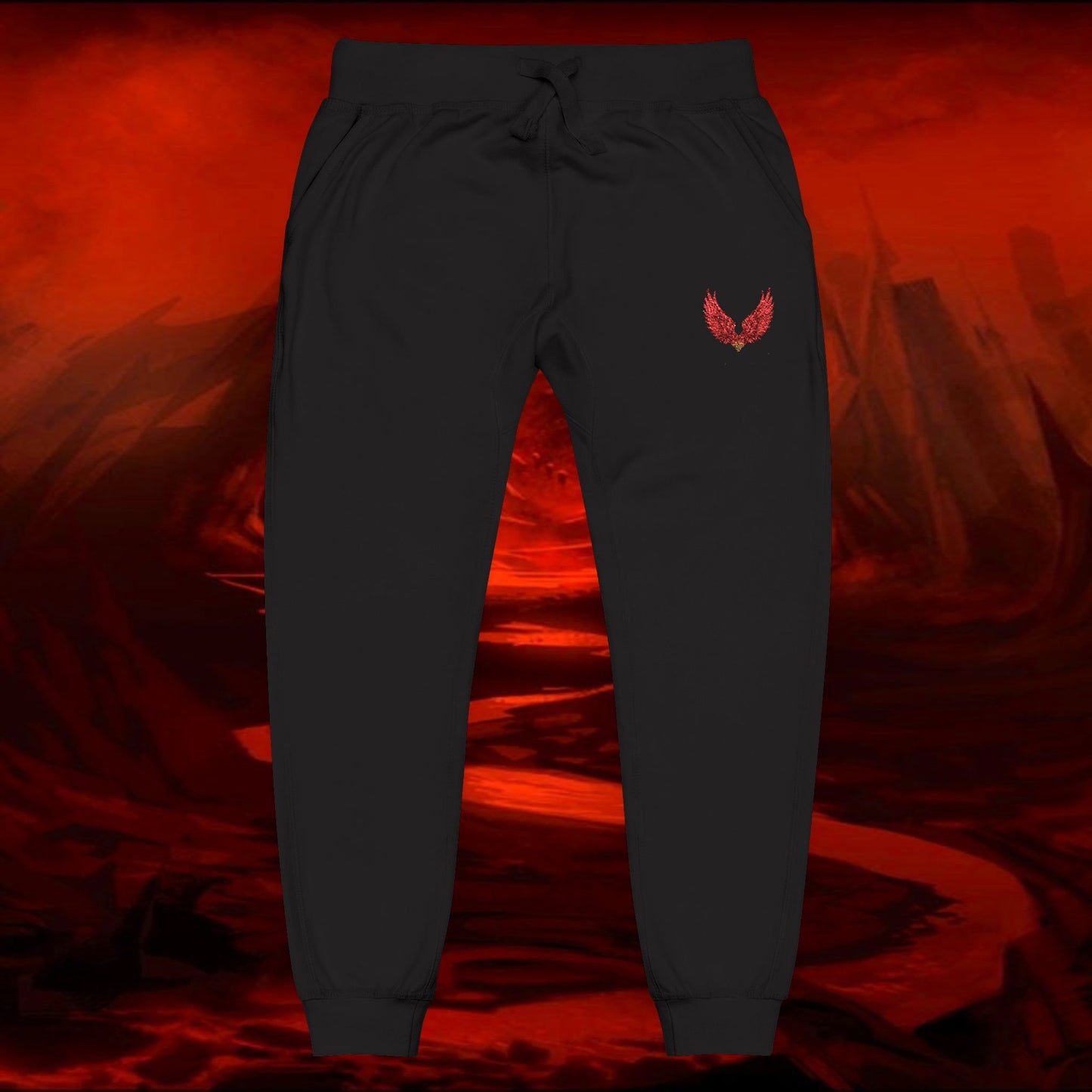 Sweatpants, Liulf Lucifer Rise Up Joggers, Unisex Fleece, Embroidered Lounge Pants, Occult Athleisure Wear, Alternative Clothing