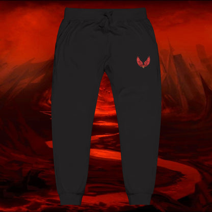 Sweatpants, Liulf Lucifer Rise Up Joggers, Unisex Fleece, Embroidered Lounge Pants, Occult Athleisure Wear, Alternative Clothing