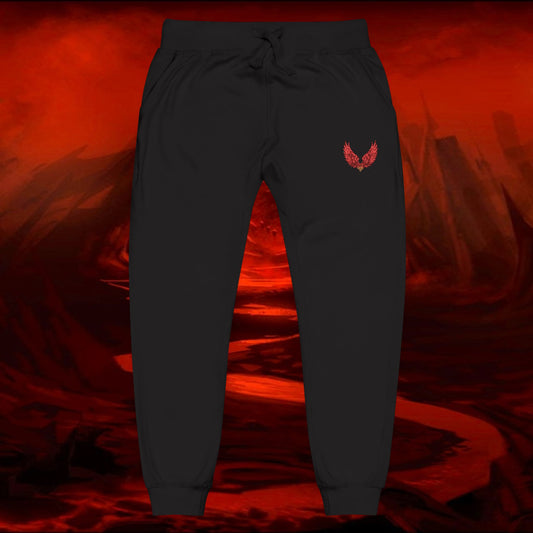 Sweatpants, Liulf Lucifer Rise Up Joggers, Unisex Fleece, Embroidered Lounge Pants, Occult Athleisure Wear, Alternative Clothing