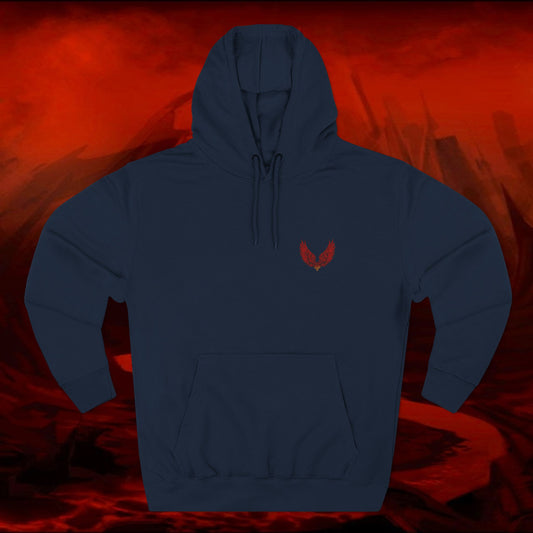 Liulf Lucifer Three-Panel Fleece Hoodie, Rise Up Collection, Joggers, Sweatshirt, Hooded Jacket, Cozy Outerwear, Streetwear, Alternative