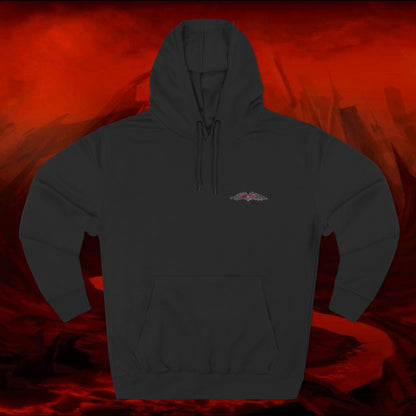 LIULF LUCIFERT Tyrant collection Fleece Hoodie - Small Logo, Three-Panel Sweatshirt, Lucifer Hooded Jacket, Satanic Apparel, Black Metal