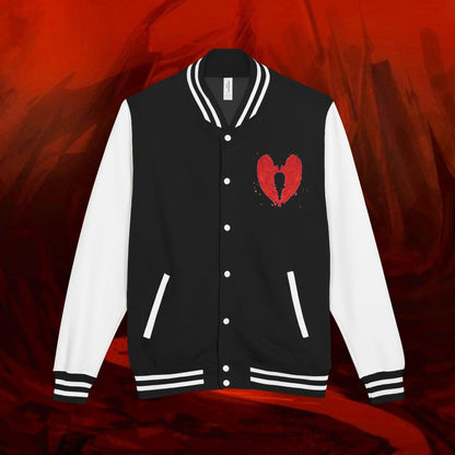 Liulf Lucifer Letterman Jacket: Warrior Graphic, Heavyweight Cotton Blend