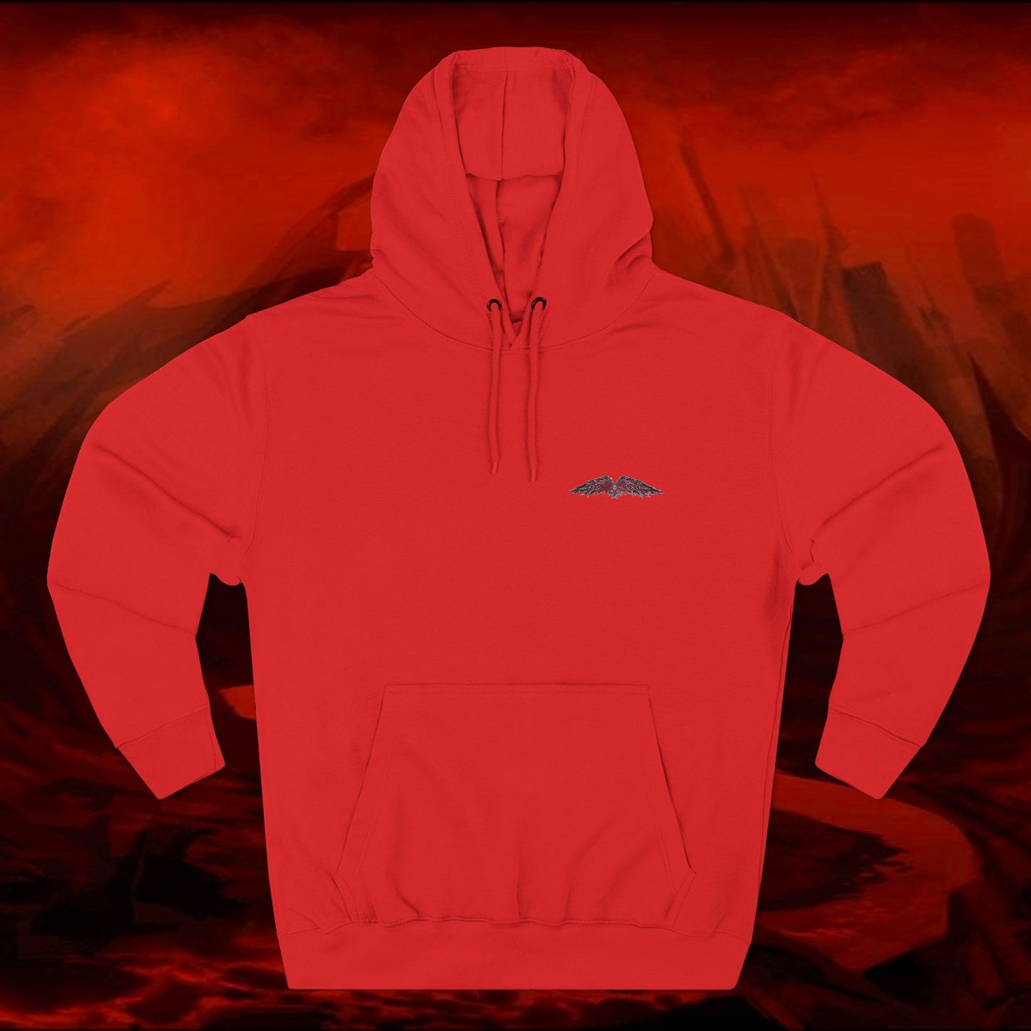 LIULF LUCIFERT Tyrant collection Fleece Hoodie - Small Logo, Three-Panel Sweatshirt, Lucifer Hooded Jacket, Satanic Apparel, Black Metal