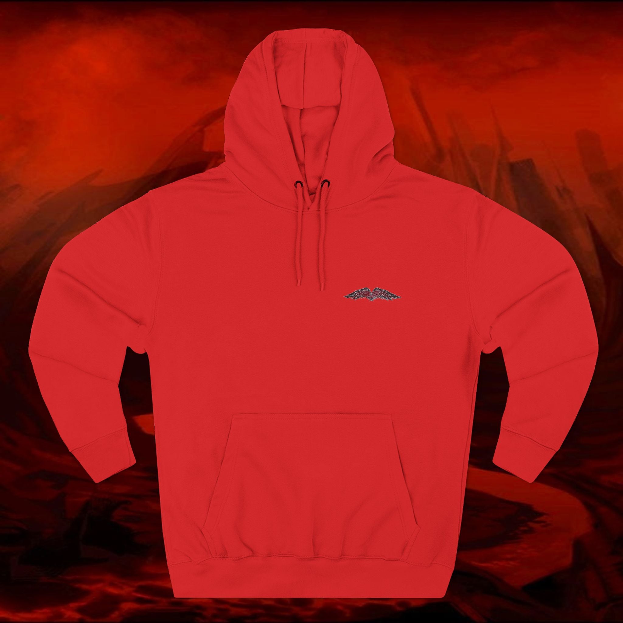 LIULF LUCIFERT Tyrant collection Fleece Hoodie - Small Logo, Three-Panel Sweatshirt, Lucifer Hooded Jacket, Satanic Apparel, Black Metal