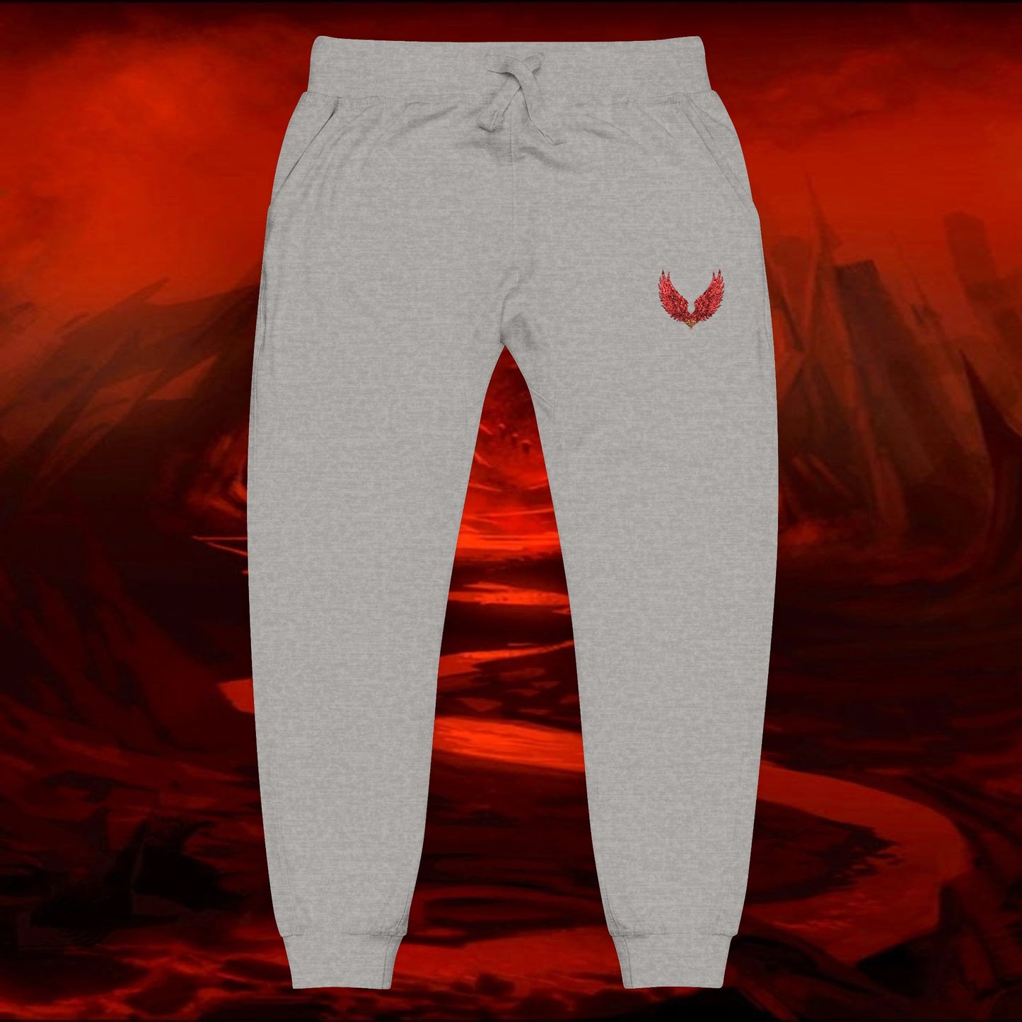 Sweatpants, Liulf Lucifer Rise Up Joggers, Unisex Fleece, Embroidered Lounge Pants, Occult Athleisure Wear, Alternative Clothing