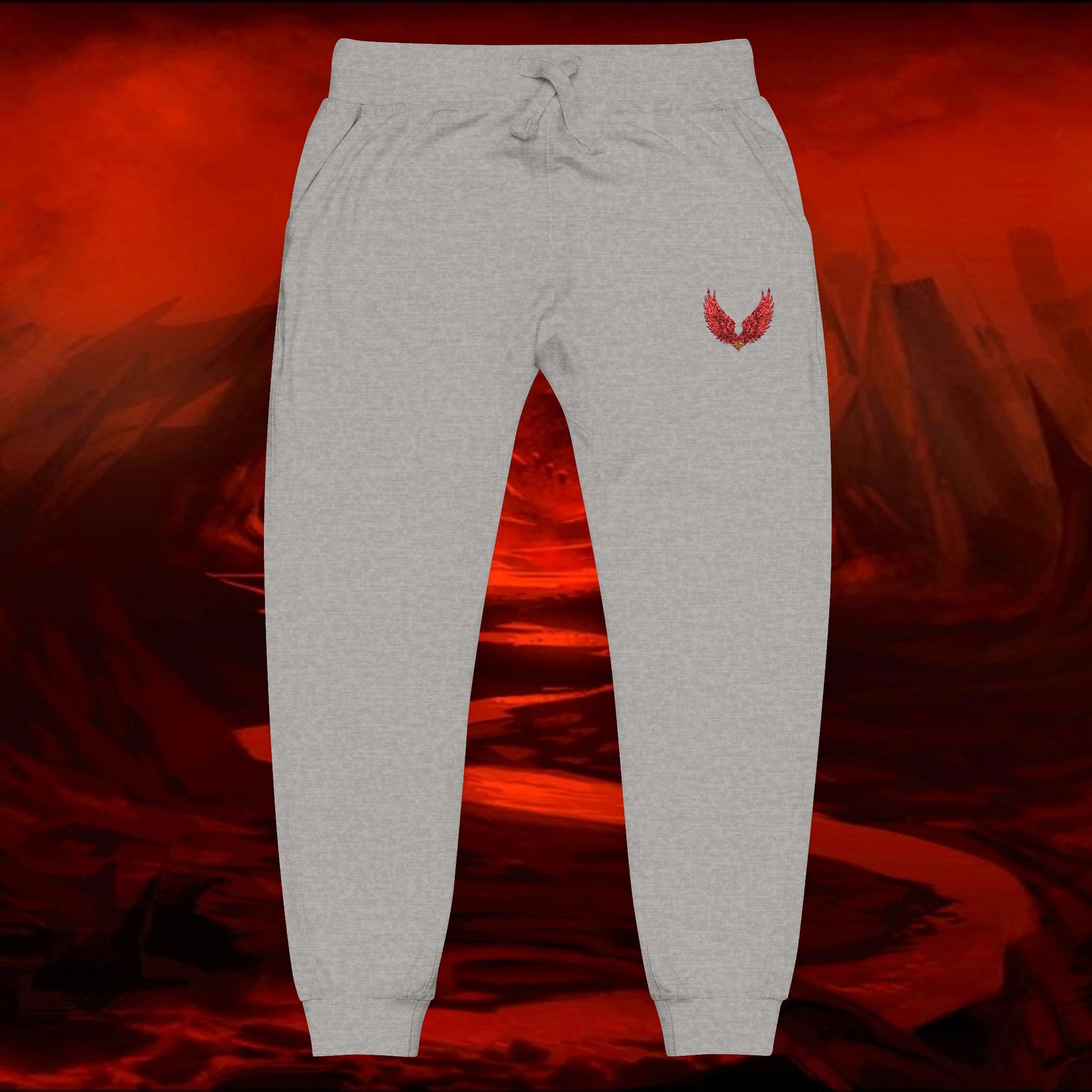 Sweatpants, Liulf Lucifer Rise Up Joggers, Unisex Fleece, Embroidered Lounge Pants, Occult Athleisure Wear, Alternative Clothing