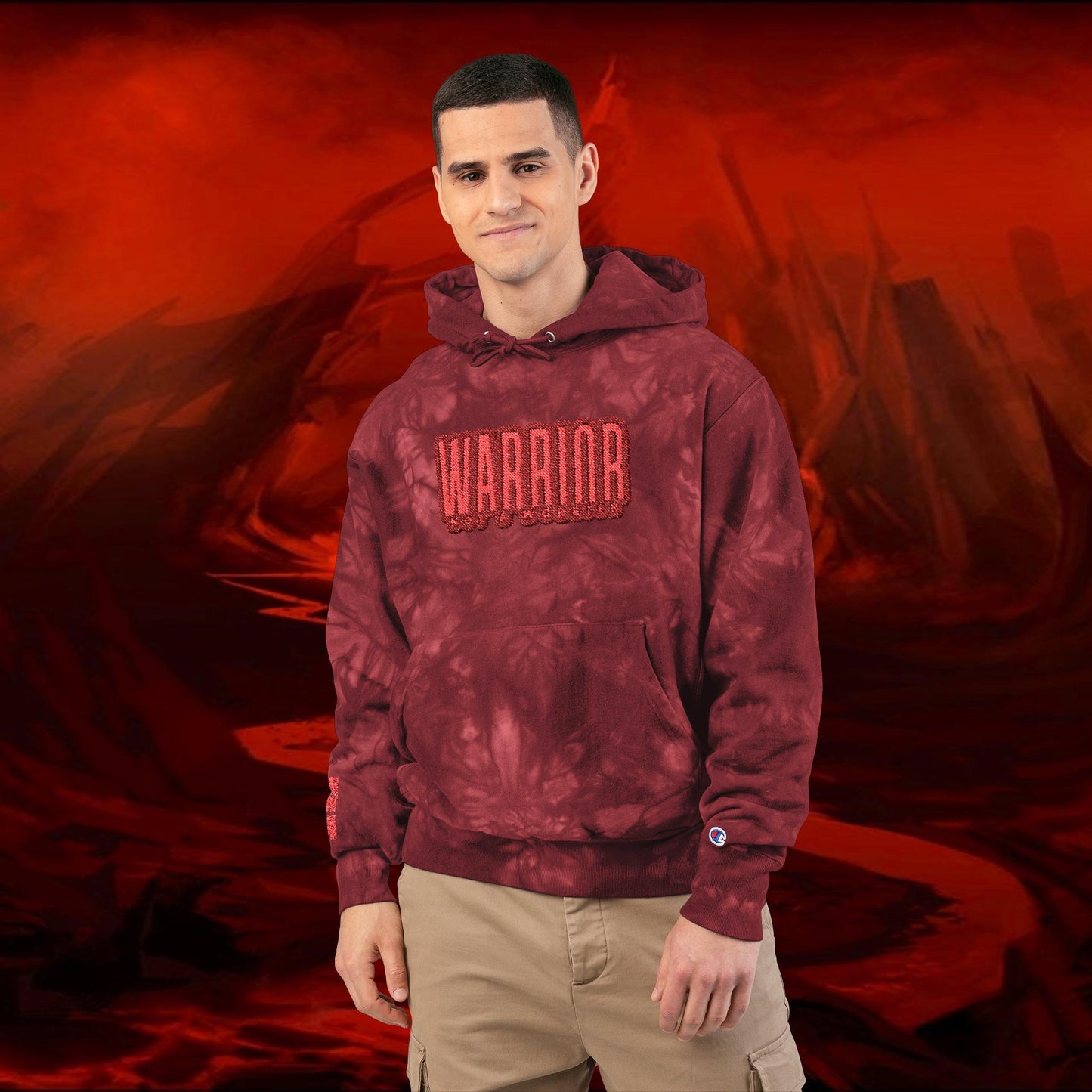 Embroidered Tie-Dye Champion Hoodie: Liulf Lucifer Collection