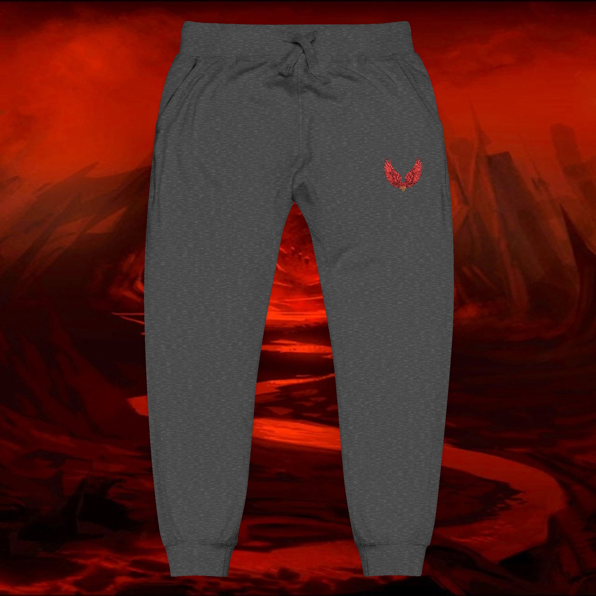 Sweatpants, Liulf Lucifer Rise Up Joggers, Unisex Fleece, Embroidered Lounge Pants, Occult Athleisure Wear, Alternative Clothing
