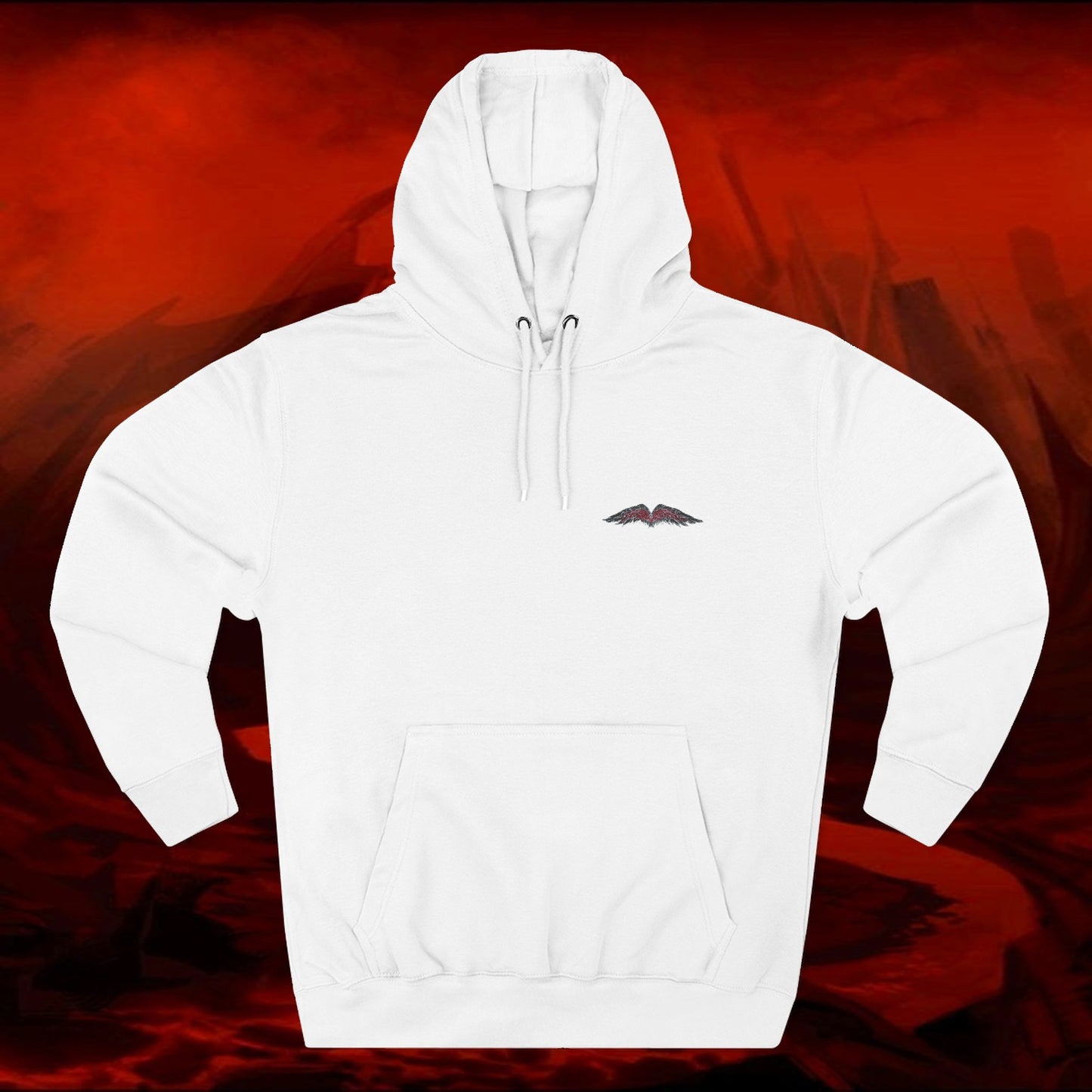 LIULF LUCIFERT Tyrant collection Fleece Hoodie - Small Logo, Three-Panel Sweatshirt, Lucifer Hooded Jacket, Satanic Apparel, Black Metal