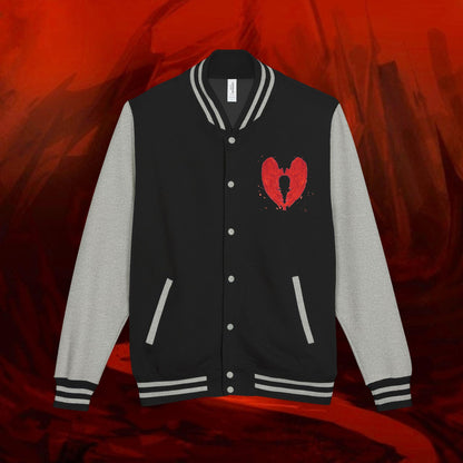 Liulf Lucifer Letterman Jacket: Warrior Graphic, Heavyweight Cotton Blend