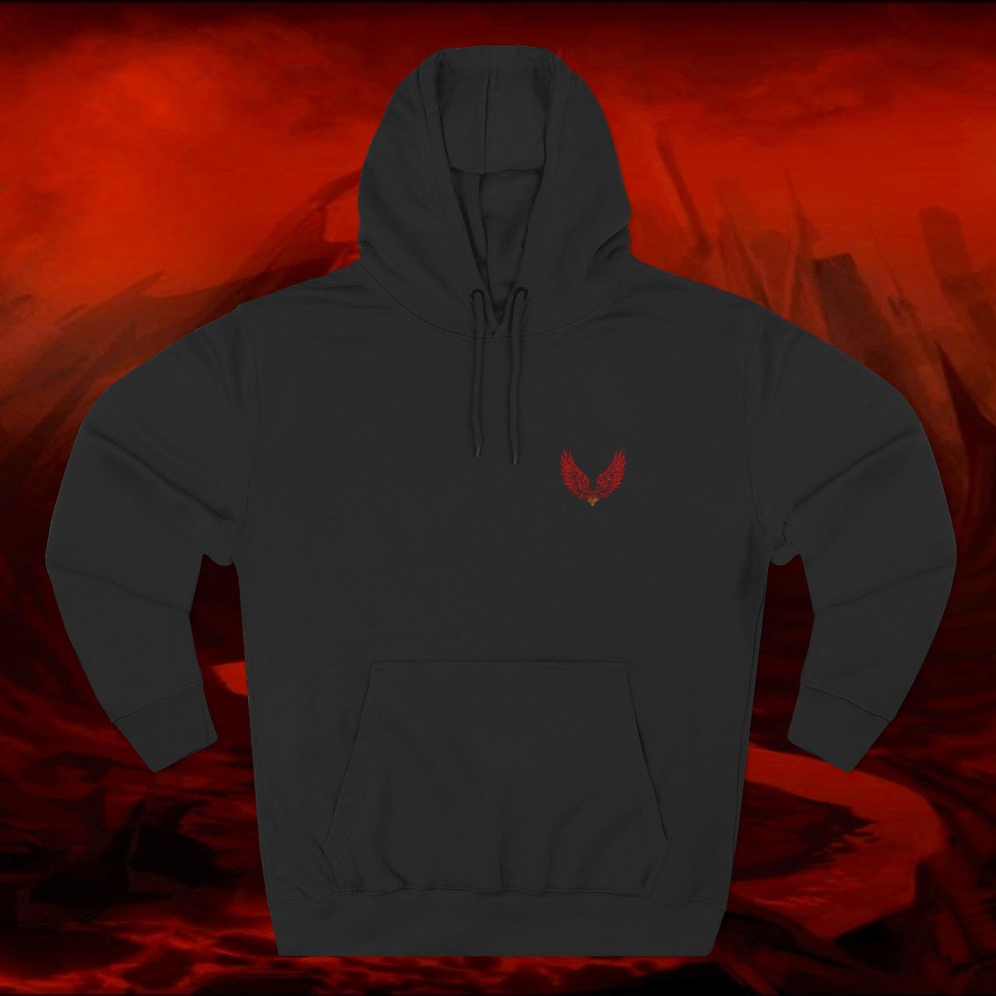 Liulf Lucifer Three-Panel Fleece Hoodie, Rise Up Collection, Joggers, Sweatshirt, Hooded Jacket, Cozy Outerwear, Streetwear, Alternative