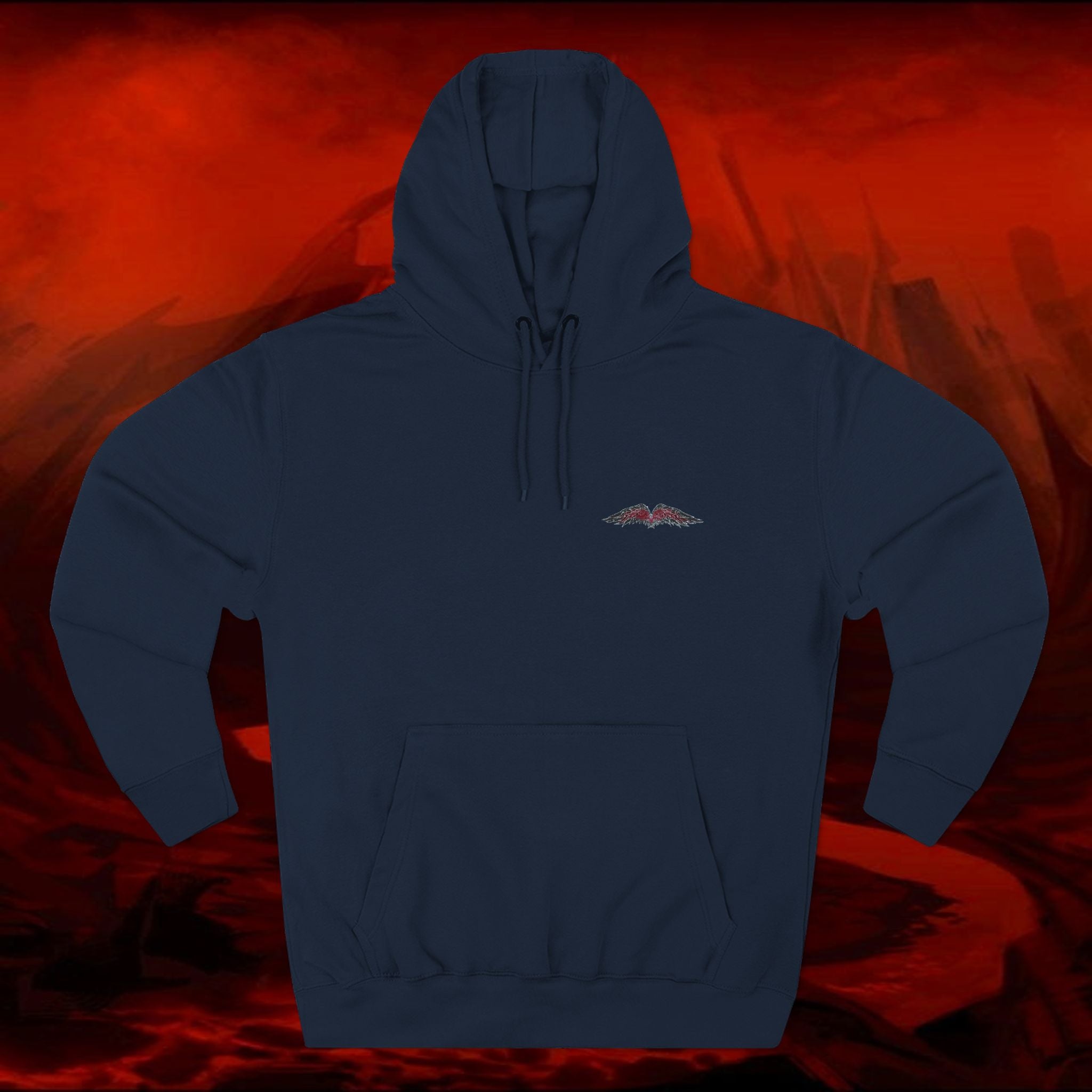 LIULF LUCIFERT Tyrant collection Fleece Hoodie - Small Logo, Three-Panel Sweatshirt, Lucifer Hooded Jacket, Satanic Apparel, Black Metal