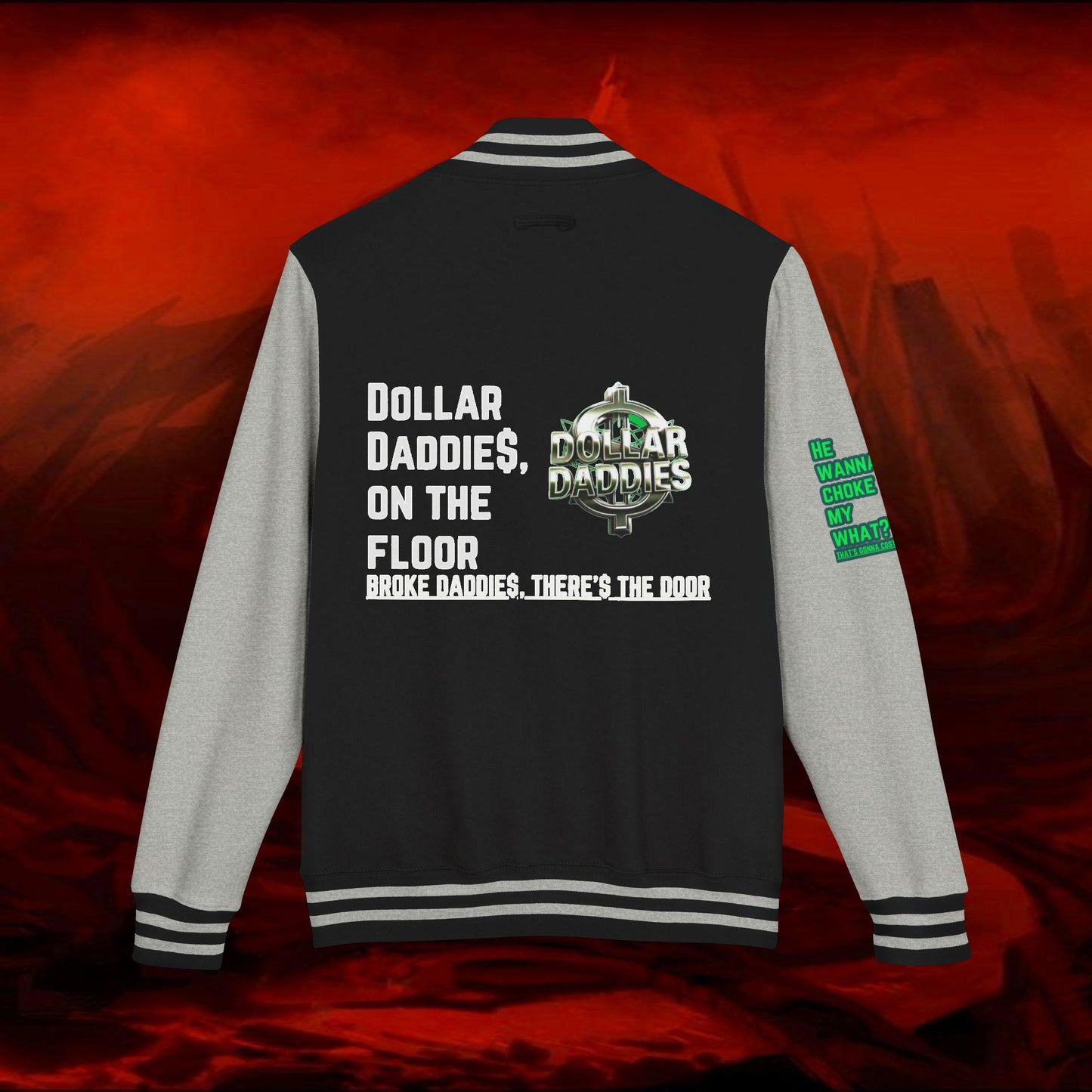 Letterman Jacket,DOLLAR DADDIES Collection,Unisex Jacket,Heavyweight Coat,Official Artist Merch,Black,Grey,Varsity Outerwear,Music Fan