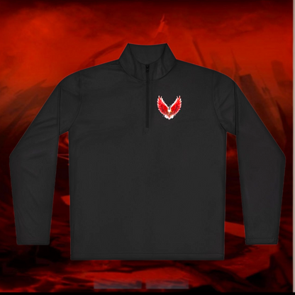 Lucifer Inspired Quarter-Zip Pullover: Gothic Fashion, Moisture-Wicking