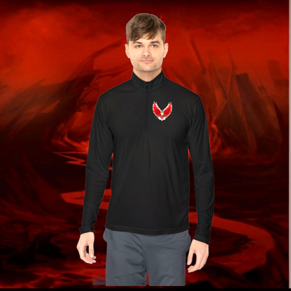 Lucifer Inspired Quarter-Zip Pullover: Gothic Fashion, Moisture-Wicking