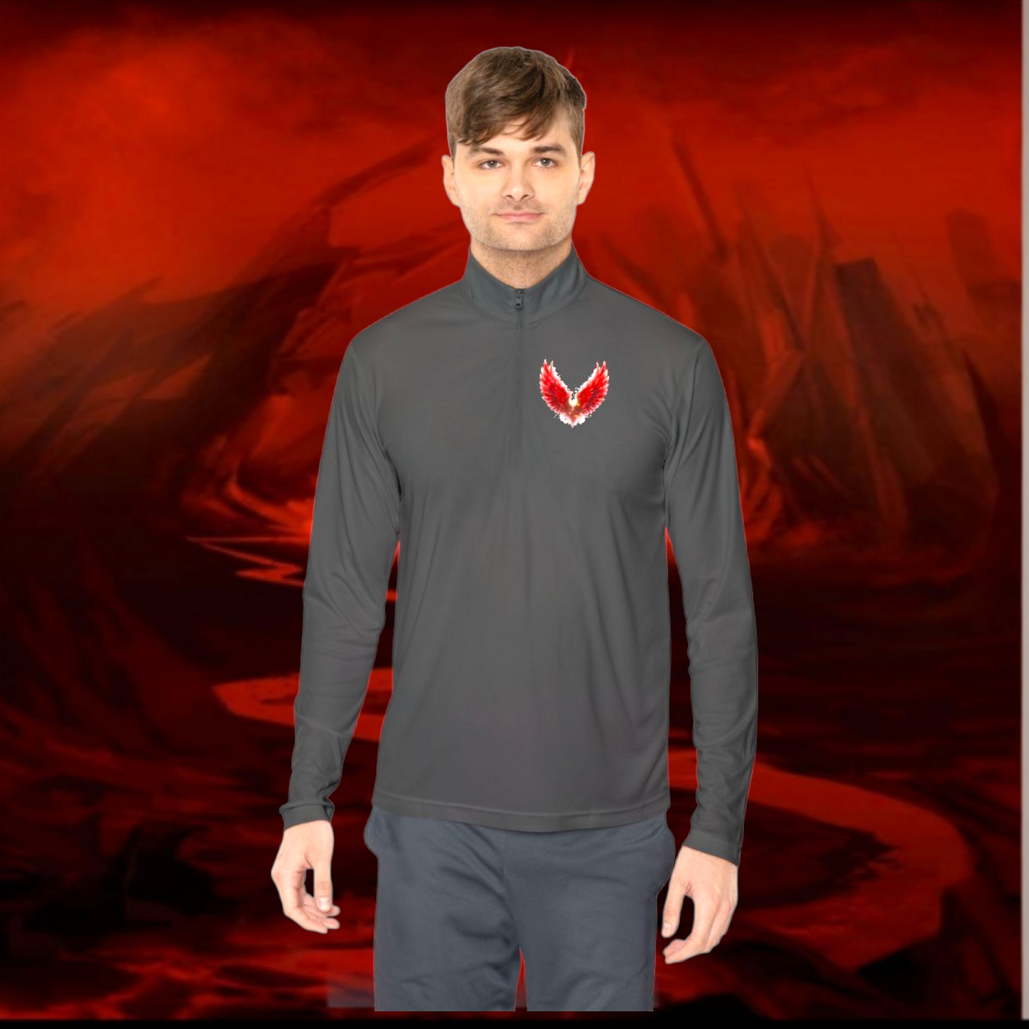 Lucifer Inspired Quarter-Zip Pullover: Gothic Fashion, Moisture-Wicking