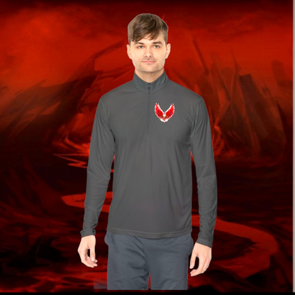 Lucifer Inspired Quarter-Zip Pullover: Gothic Fashion, Moisture-Wicking